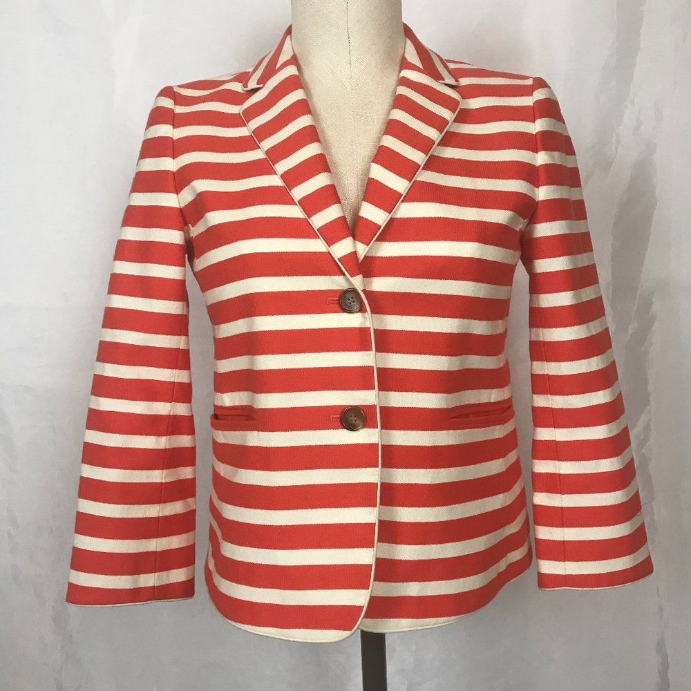 Ann Taylor Orange & Cream Striped Jacket Sz 2P